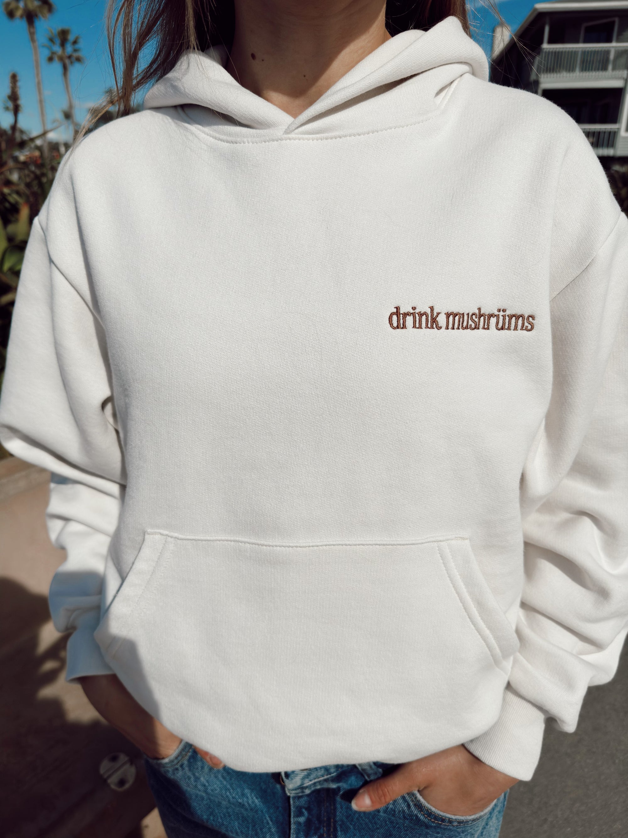 "drink mushrüms" hoodie